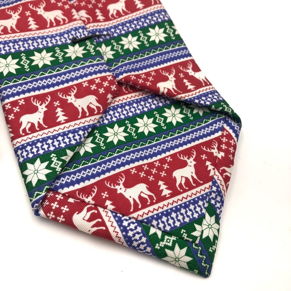 Christmas Deer Reindeer Ugly Festive Holiday Neck Tie - Picture 3 of 5